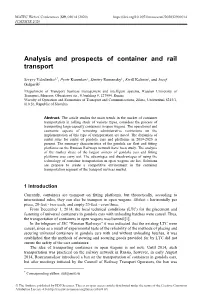 Analysis and Prospects of Container and Rail Transport