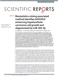 Biostatistics Mining Associated Method Identifies AKR1B10