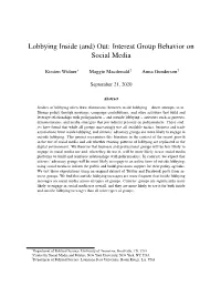 Lobbying Inside (And) Out: Interest Group Behavior on Social Media