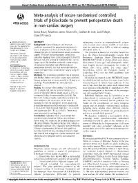 Meta-Analysis of Secure Randomised Controlled Trials of Β-Blockade To