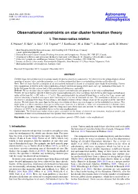 Observational Constraints on Star Cluster Formation Theory I
