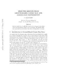 Selected Results from Ground-Based Cosmic Ray and Gamma-Ray
