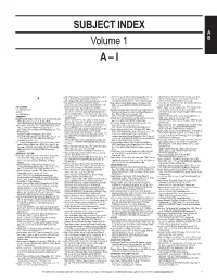 SUBJECT INDEX Volume 1