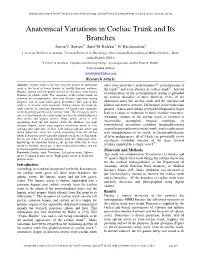 Anatomical Variations in Coeliac Trunk and Its Branches