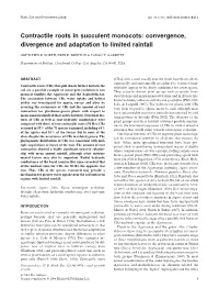 Contractile Roots in Succulent Monocots: Convergence, Divergence and Adaptation to Limited Rainfall