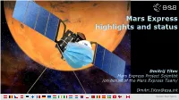 Mars Express Highlights and Status