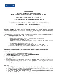 Media Release Reliance Broadcast Network