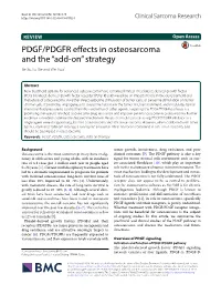 PDGF/PDGFR Effects in Osteosarcoma and the “Add-On” Strategy