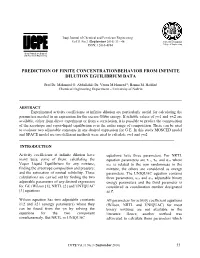 Prediction of Finite Concentration Behavior from Infinite