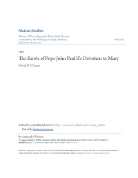 The Roots of Pope John Paul II's Devotion to Mary Edward D