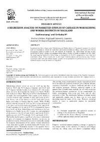 A REGRESSION ANALYSIS on MARKETED SURPLUS of CABBAGE in MOKOKCHUNG and WOKHA DISTRICTS of NAGALAND Sashimatsung1 and Giribabu M2