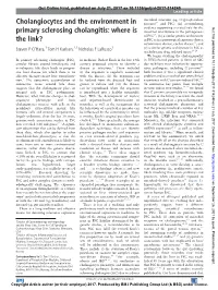 Cholangiocytes and the Environment in Primary Sclerosing Cholangitis