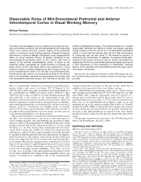 Dissociable Roles of Mid-Dorsolateral Prefrontal and Anterior Inferotemporal Cortex in Visual Working Memory