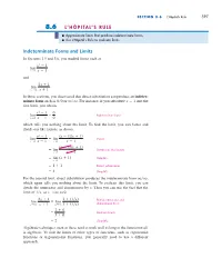 Indeterminate Forms and Limits 8.6 L'hôpital's RULE