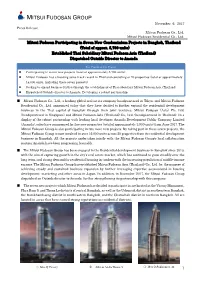 Mitsui Fudosan Participating in Seven New Condominium Projects in Bangkok, Thailand (Total of Approx