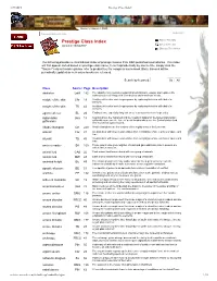 Prestige Class Index