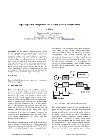 Super-Capacitor Integration Into Hybrid Vehicle Power Source
