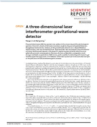 A Three-Dimensional Laser Interferometer Gravitational-Wave Detector
