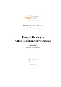 Energy Efficiency in Office Computing Environments