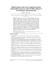 High-Frequency Microwave Signal Generation Using Multi-Transverse Mode Vcsels Subject to Two-Frequency Optical Injection