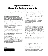 Important Freedos Operating System Information