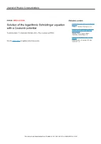 Solution of the Logarithmic Schrödinger Equation with a Coulomb OPEN ACCESS Potential
