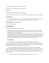 Course Syllabus; History 1301: ZC1--U.S. History to 1877 Fall 2020