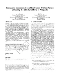 Design and Implementation of the Sweble Wikitext Parser: Unlocking the Structured Data of Wikipedia