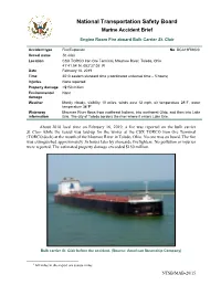 Engine Room Fire Aboard Bulk Carrier St. Clair