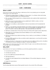 Gsm/Gsm Quick Guide.Htm Copyright © Tutorialspoint.Com