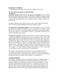 Introduction to Matthew Fr