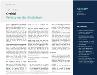 Orchid Privacy on the Blockchain