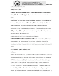 [Public Notice 11296] Updating the State Department's List of Entities