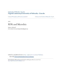 Rdfa and Microdata Bethany Wetherill San Jose State University, Bethanywetherill@Gmail.Com