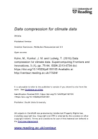 Data Compression for Climate Data