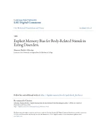 Explicit Memory Bias for Body-Related Stimuli in Eating Disorders