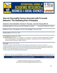 How Do Personality Factors Associate with Prosocial Behavior? the Mediating Role of Empathy