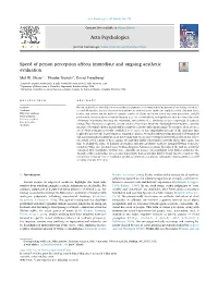 Speed of Person Perception Affects Immediate and Ongoing Aesthetic