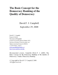 The Basic Concept for the Democracy Ranking of the Quality of Democracy