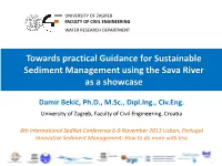 Towards Practical Guidance for Sustainable Sediment Management Using the Sava River As a Showcase