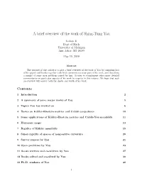 A Brief Overview of the Work of Shing-Tung Yau