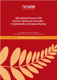 Educating Persons with Autistic Spectrum Disorder – a Systematic
