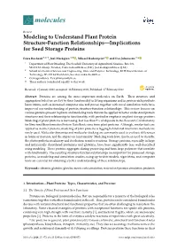 Modeling to Understand Plant Protein Structure-Function Relationships—Implications for Seed Storage Proteins