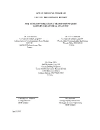 Ocean Drilling Program Leg 159 Preliminary Report The