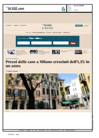 Prezzi Delle Case a Milano Cresciuti Dell'1,3% in Un Anno