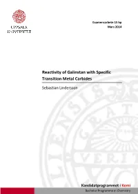 Reactivity of Galinstan with Specific Transition Metal Carbides