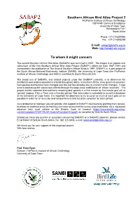 Southern African Bird Atlas Project 2 to Whom It Might Concern