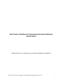Best Practice Guidelines for Developing International Statistical Classifications