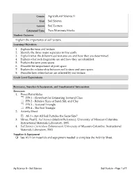 Course Agricultural Science II Unit Soil Science Lesson Soil Texture Estimated Time Two 50-Minute Blocks Student Outcome Explain the Importance of Soil Texture