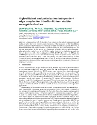 High-Efficient and Polarization Independent Edge Coupler for Thin-Film Lithium Niobite Waveguide Devices